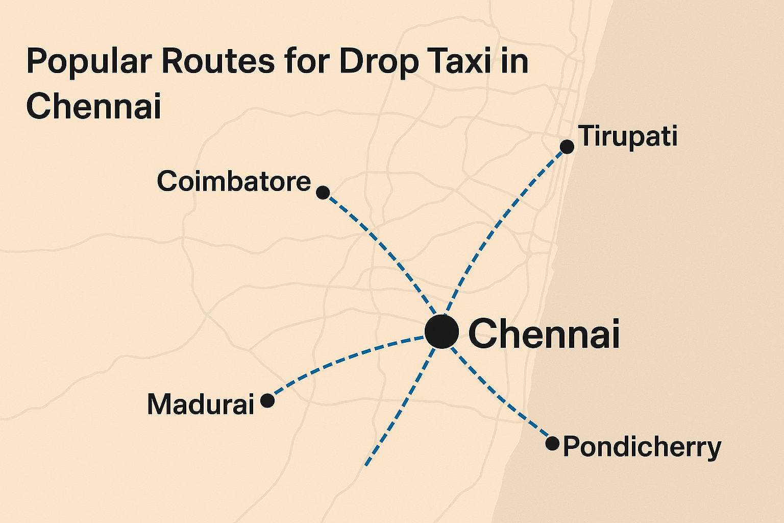 Popular Routes for Drop Taxi in Chennai