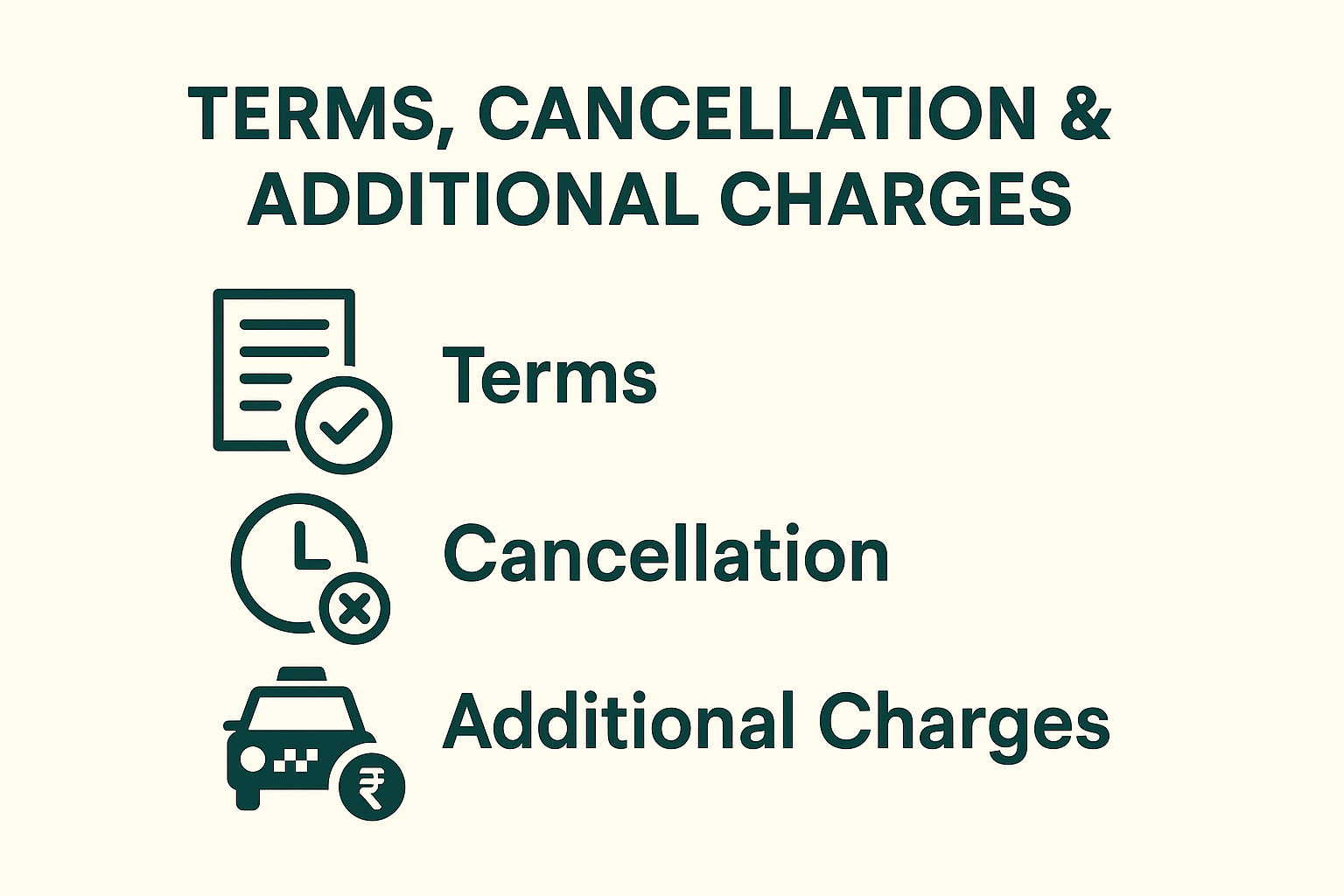 Terms, Cancellation & Additional Charges